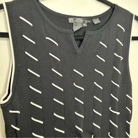 Y2K style Ziani Couture black and white‎ sleeveless blouse size medium - Picture 3 of 7